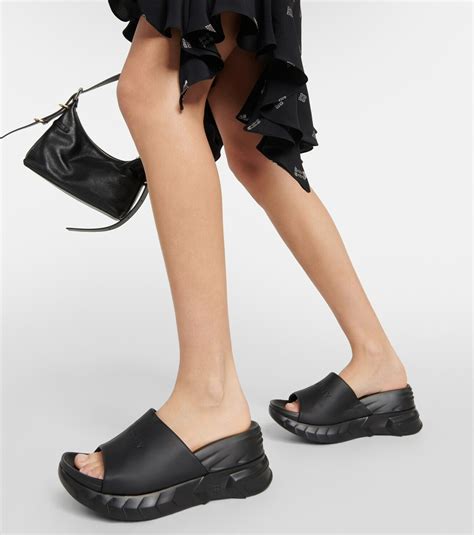 Marshmallow wedge sandals in leather 